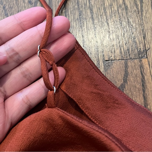 Express satin button front pleated waist cami top - Picture 3 of 5